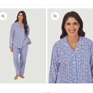 Land of Salzburg Classic Blue Tyrolean Stripe Flannel Pajama S
